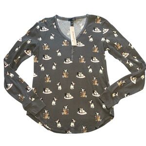 AQUA Sleep Thermal Dog Print Pajama Top NEW Bloomingdale's size Medium